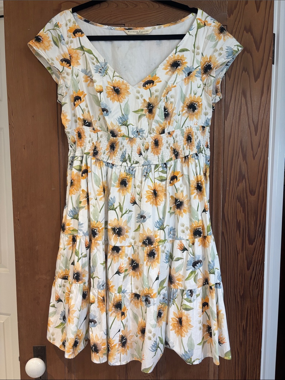 Wayward Fancies by eShakti custom Sunflower Lined Cotton Dress Size 14/16.